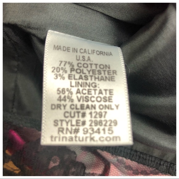 Trina Turk Charcoal Gray Skirt with Bold Floral Print Size 4 - Picture 4 of 4